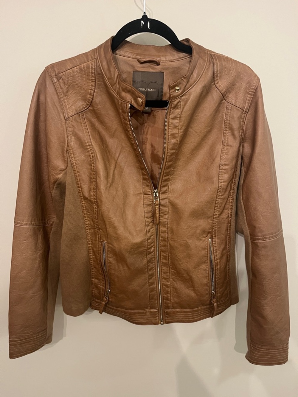 Maurices Cognac Faux Leather Zip Moto Jacket